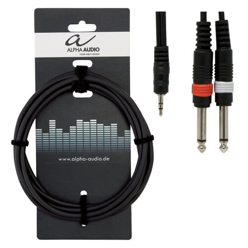 Y-Kabel Alpha Audio Basic Line 3,5 mm Stereoklinke - 2x 6,3 mm Monoklinke