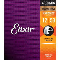 Elixir 16052 Acoustic Strings Nanoweb Light Phosphor Bronze 012-053
