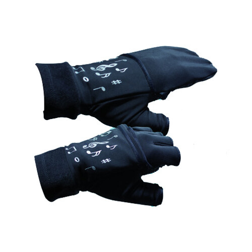 Thermo Overflap Handschuhe Kurzfinger mit Musikmotiv