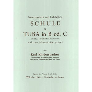 Rinderspacher: Schule f&uuml;r Tuba in B oder C