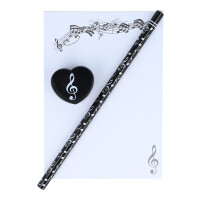 Schreibset Notizblock A6 mit Bleistift und Spitzer Violinschlüssel / Notenschlüssel