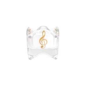 Glas-Windlicht geformt mit Violinschl&uuml;ssel gold