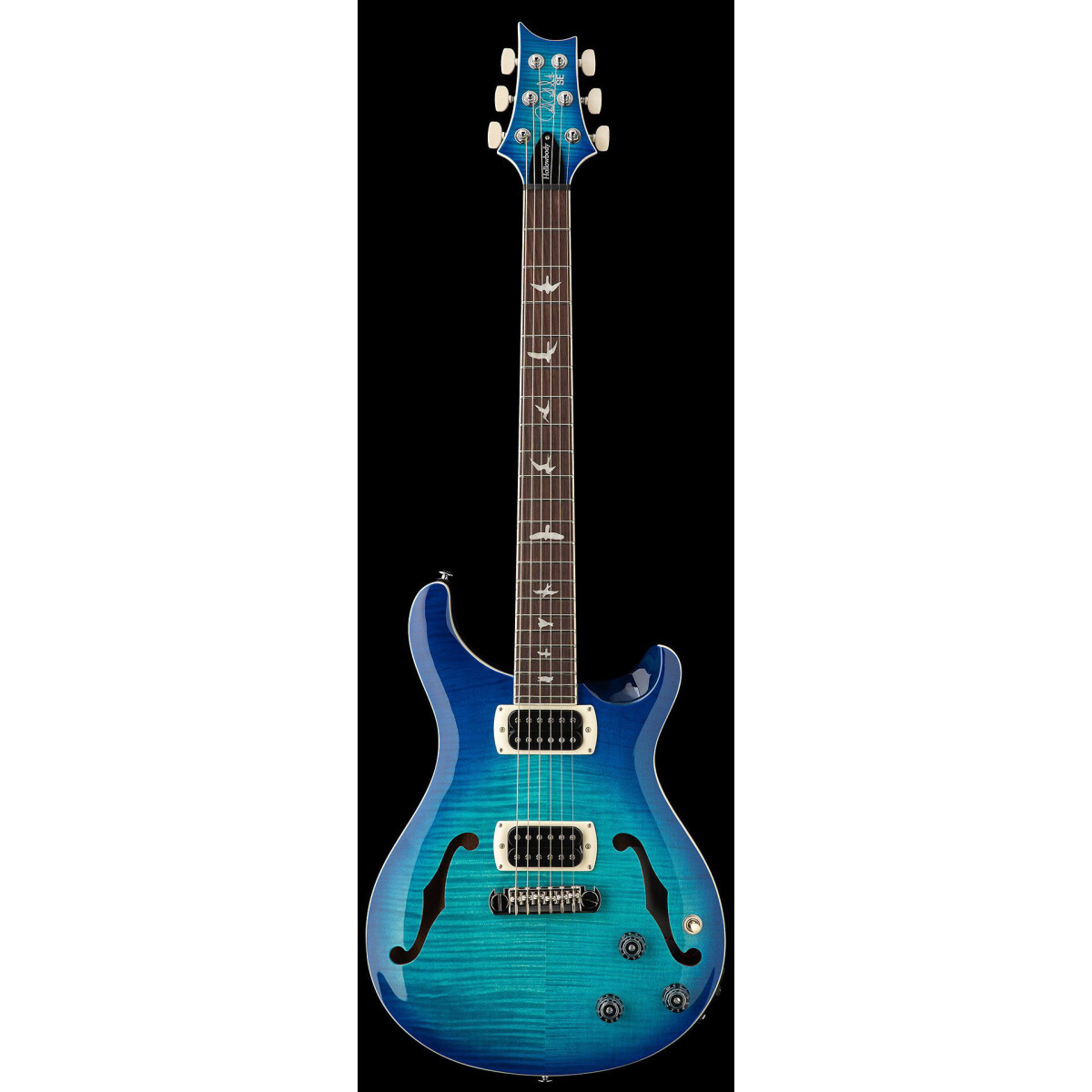 PRS SE Hollowbody I Piezo Lake Blue Burs box