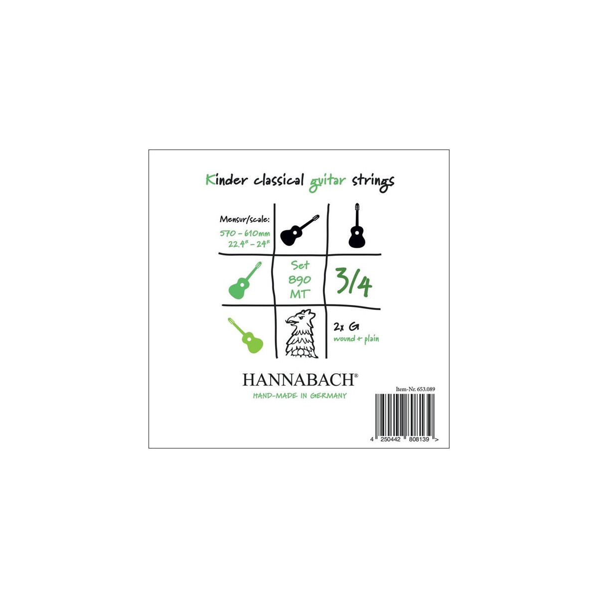 Hannabach 890 MT 3/4-Mensur 57-61 cm Med box