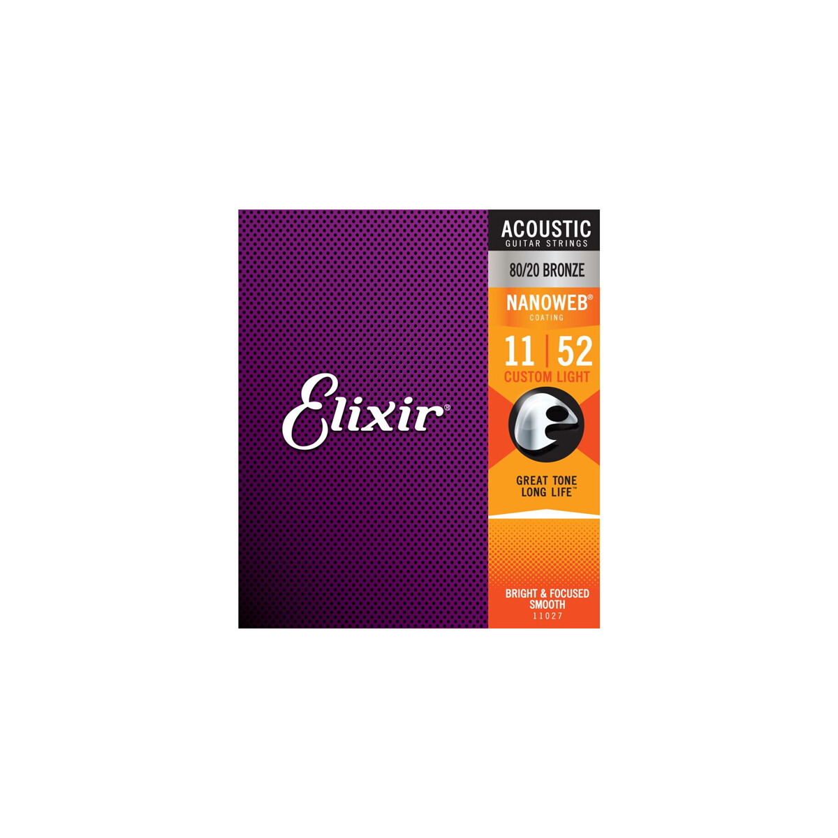 Elixir 11027 Acoustic Strings Nanoweb Custom Light Bronze...