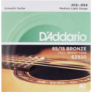 Daddario EZ920 Acoustic Strings Medium Light 85/15 Bronze...