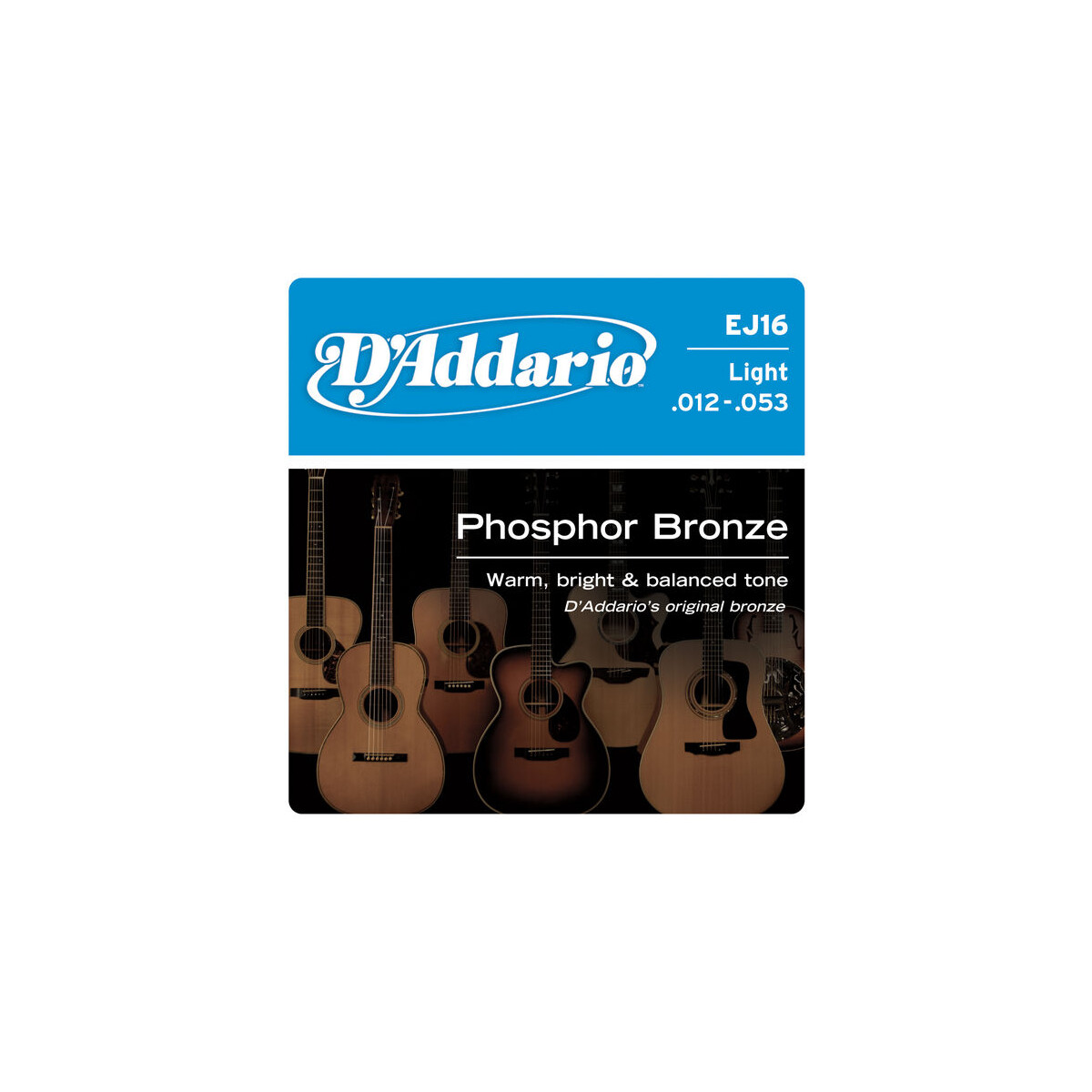 Daddario EJ16 Acoustic Strings Light Phosphor Bronze 012-053